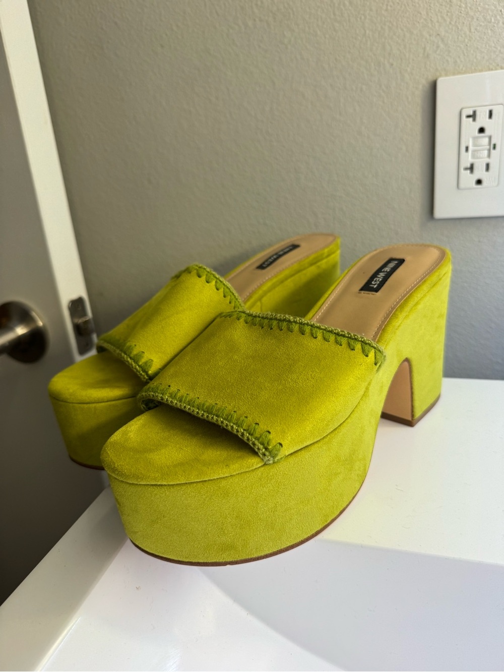 Women’s Green Platform Slide Heels